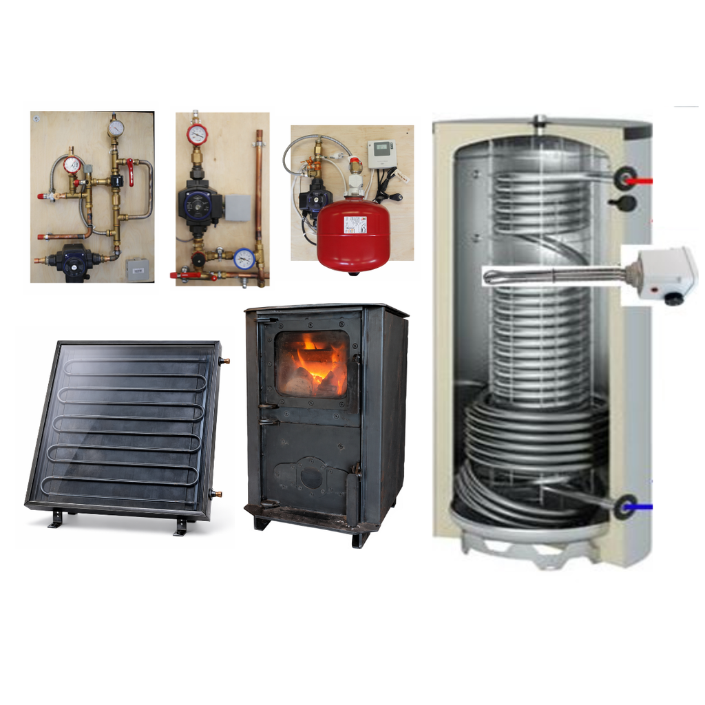 Système solaire combiné 150L - 2m2 + poêle Tinylus à fabriquer