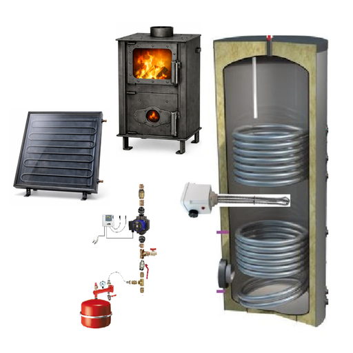 Chauffe-eau solaire 200-3m2 + poêle Tinylus à fabriquer