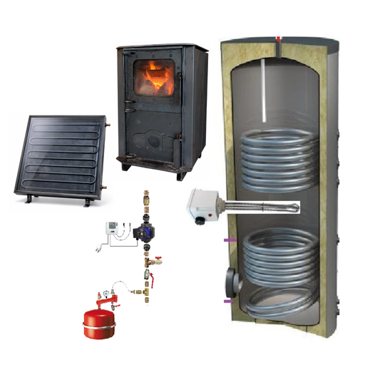 Chauffe-eau solaire 300-4m2 + poêle Tinylus à fabriquer