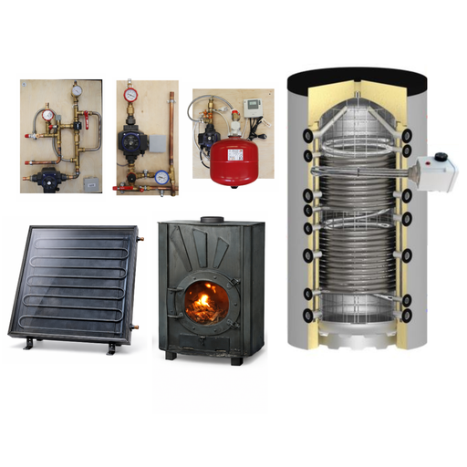Système solaire combiné 800L - 12m2 + poêle Odyssey à fabriquer